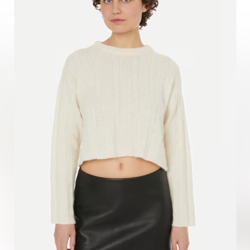 Saison 1865 Taylory Sweater Cropped Ecru cream XL (measures US M/L) angora wool